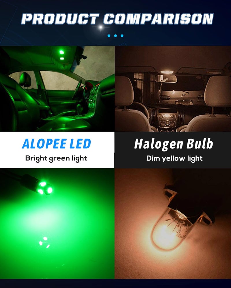 Alopee 30 Pack 194 LED Bulb Green DC 12V T10 Wedge LED Bulb 5SMD 5050 Chips 168 2825 W5W 158 501 Car Interior Dome Map Door Light License Plate Light - Image 5